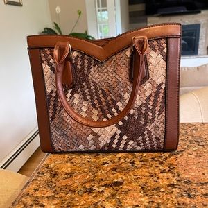 Brown Multi Color Clutch Bag / 11”L x 91/2”Hx 5”W